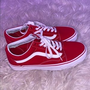 Vans Women's Red and White Sneakers